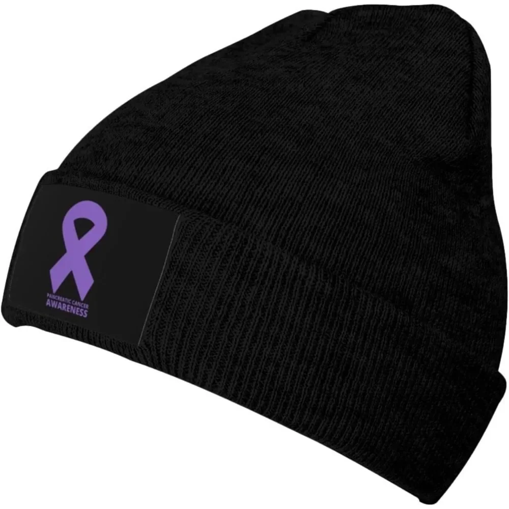 Pancreatic Cancer Awareness Ribbon Men & Women Beanie Cap Winter Hat Knit  Skull 