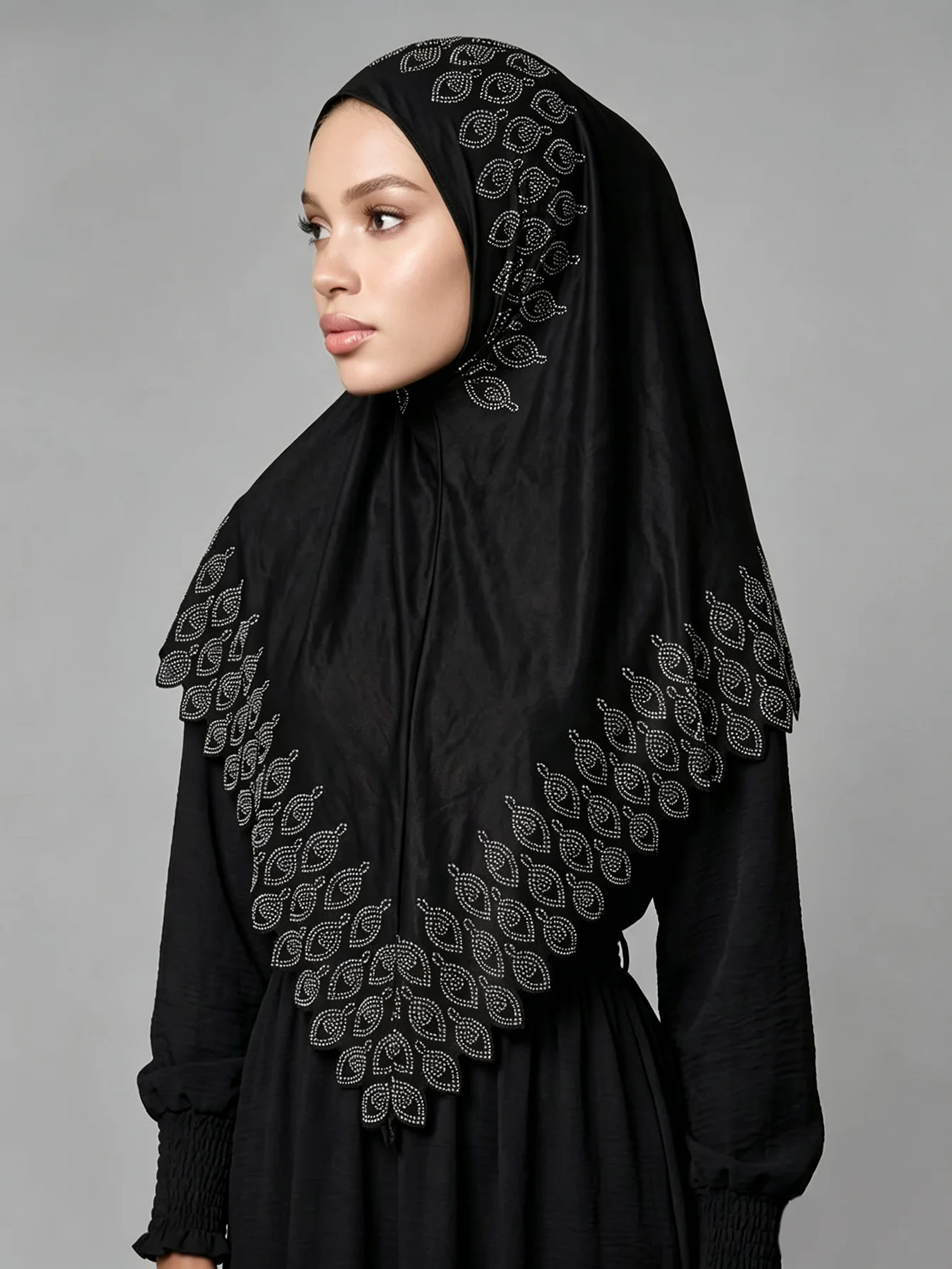 New Rhinestone Instant Hijab Headband Islamic Crystal Shawls and Wraps Muslim Women Foulard Headwrap Shimmer Hijab