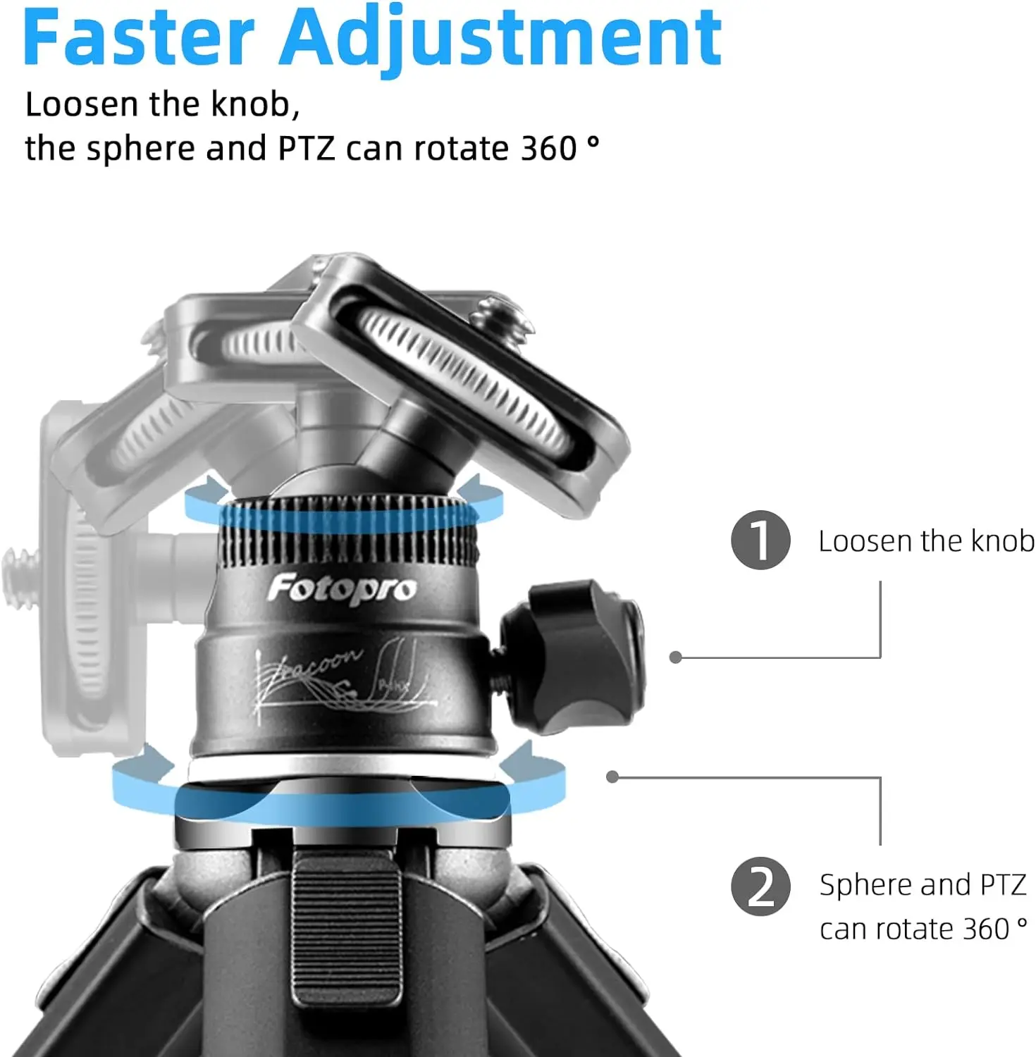 Fotopro SY-390M Metal Tripod One Section Expandable Desktop Tripod with Ball Head 1/4 Inch Screw for Phone DSLR Camera Projector