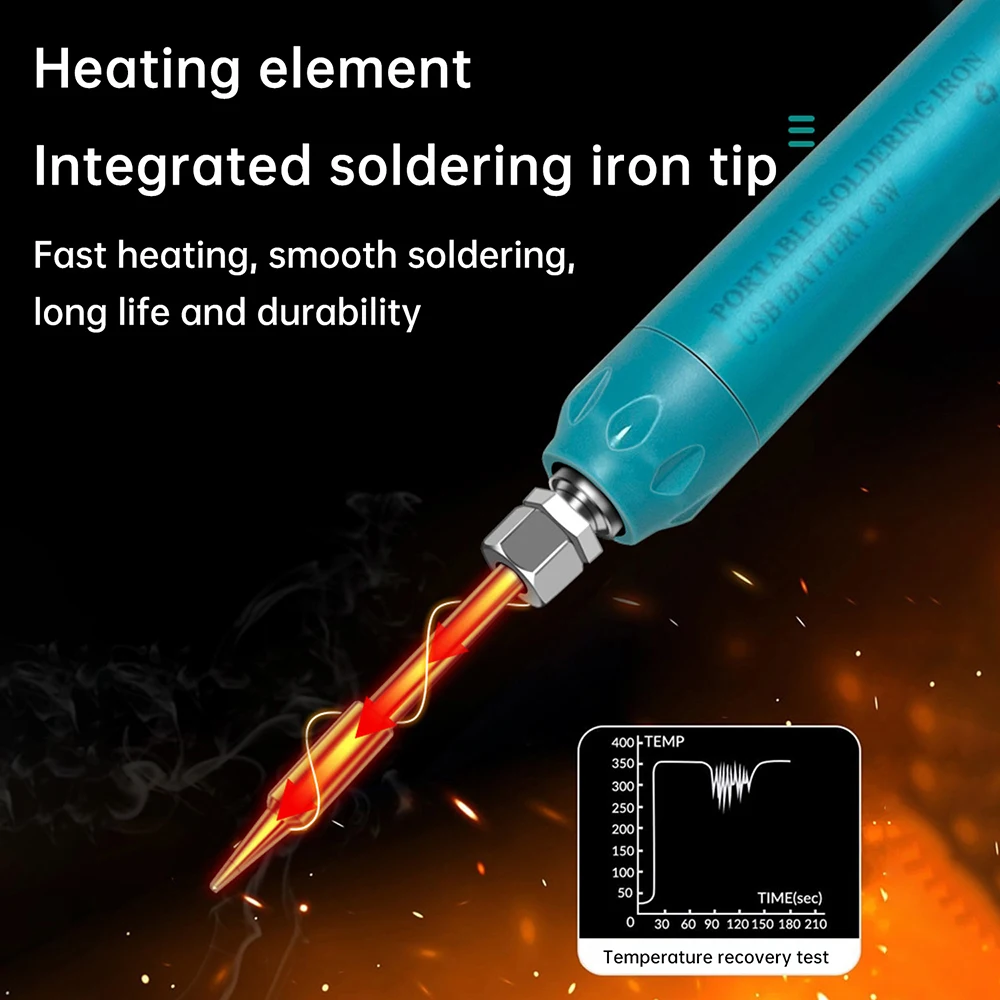 Portable Soldering Iron Set Intelligent Adjustable Temp Fast Heating Cordless Digital Display Electric Soldering Iron 800mAh