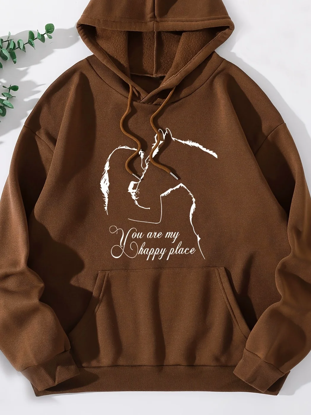 Meisje & Paard Print Kangoeroezak Hoodie Lange Mouw Hoodies Sweatshirt Mode Casual HipHop Sweatshirt Harajuku Unisex