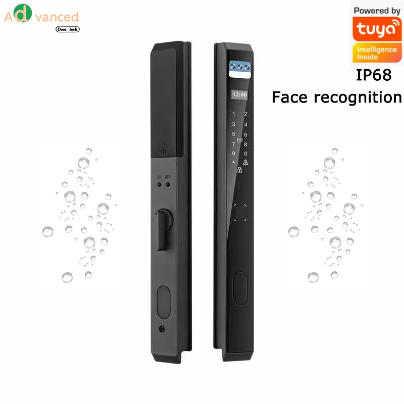 

Face recognition Pushpull Automatic waterproof IP68 Aluminium door lock Exterior 85mm 92mm euro mortise tuya digital smart lock