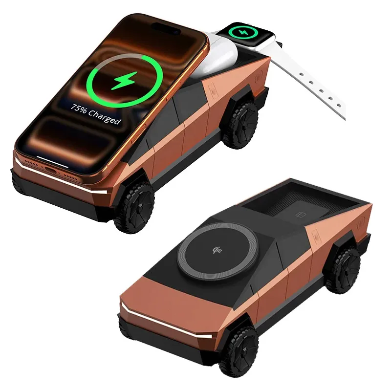 

Магнитное быстрое беспроводное зарядное устройство QI2 3 в 1, настольная автоматическая подставка для iPhone 17 16 Pro Max 15 14 13 Apple и Samsung Watch Airpods Pro