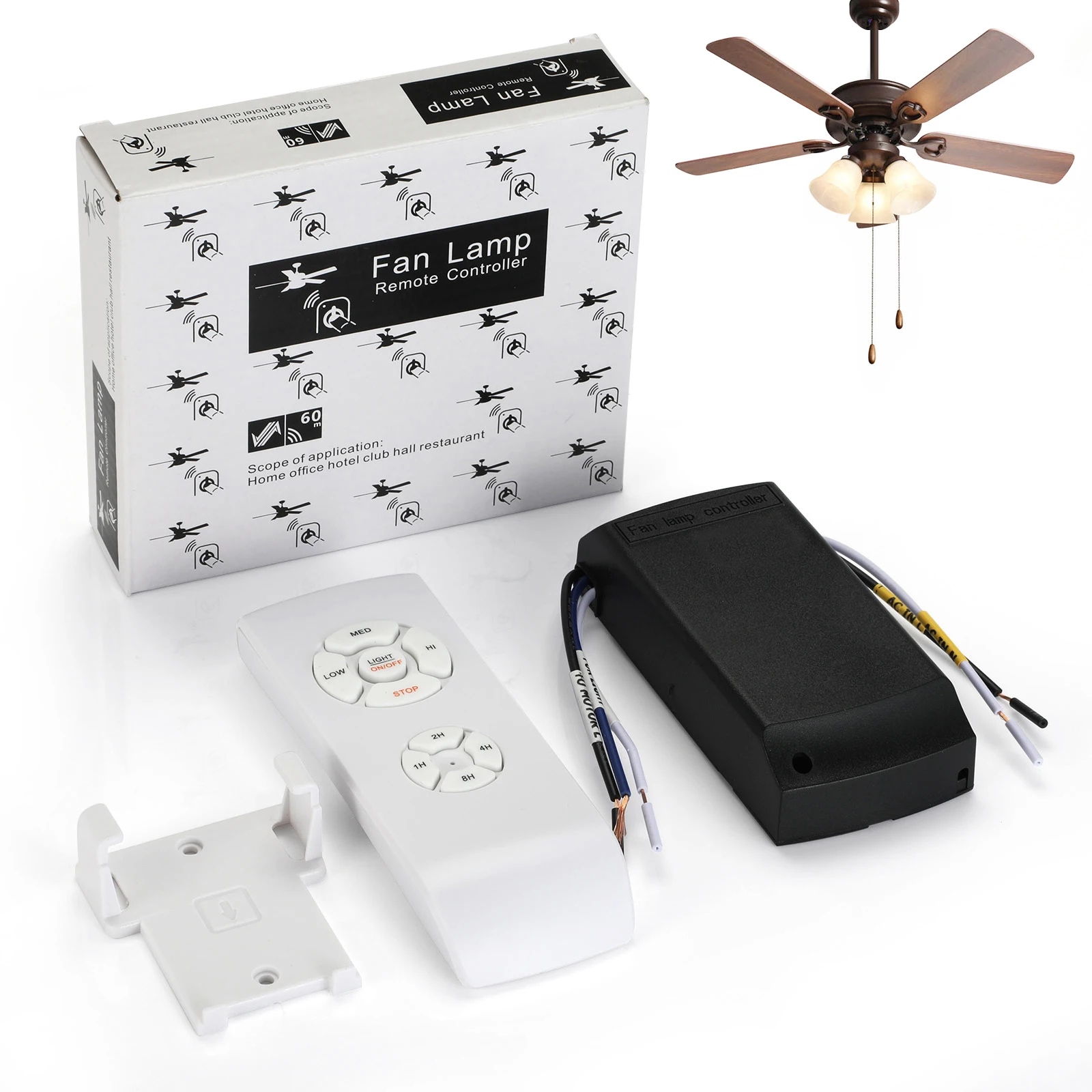 

QIACHIP Universal Ceiling Fan Lamp Remote Control Kit AC 110-240V Timing Control Switch Adjusted Wind Speed Transmitter Receiver