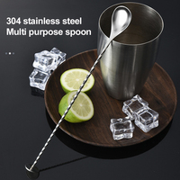 Stainless Steel Spoon Long Handle Cocktail Stirrer Bartender Mixing Stick Spoon For Whisky Bar Kitchen Drinks Barman Accessories