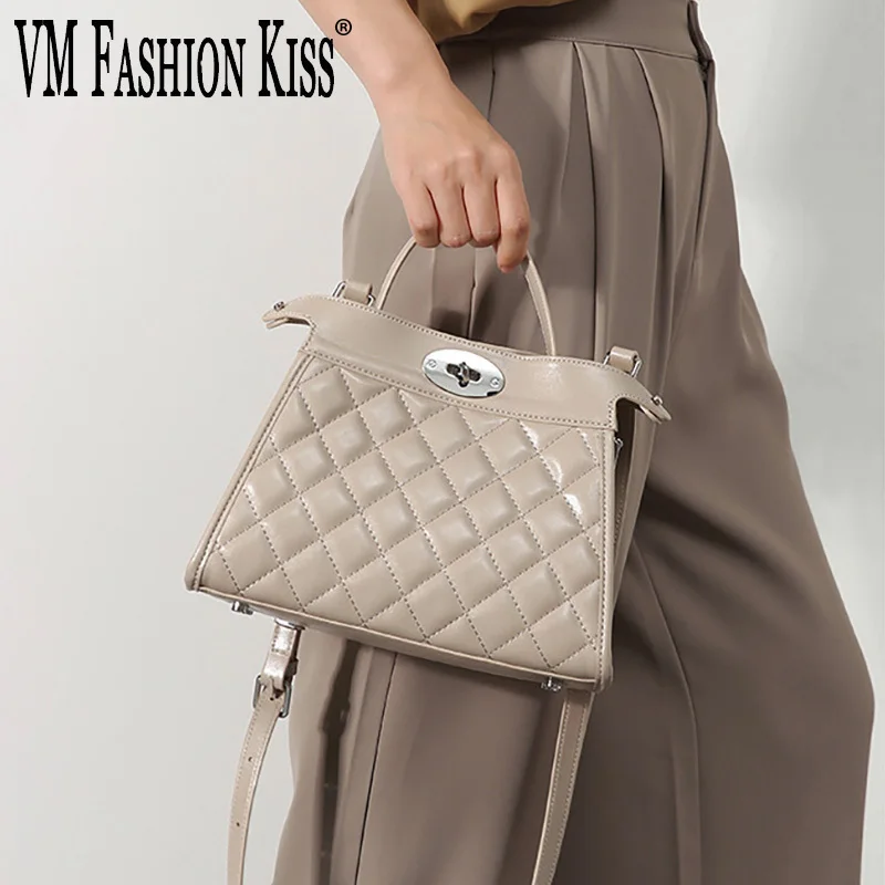 VM FASHION KISS Women's Diamonds Top-Handle Bags Microfiber Leather Women's Shoulder Crossbody Ladies Bag Luxury Designer Bags