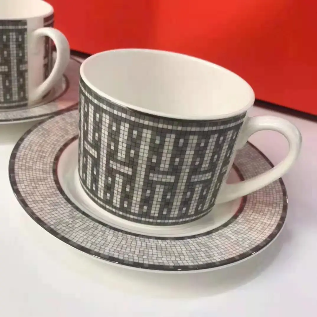 European Classic Bone China Coffee Cup and Saucer Tableware Coffee Saucer Office Afternoon Tea Set Home Kitchen Mosaic