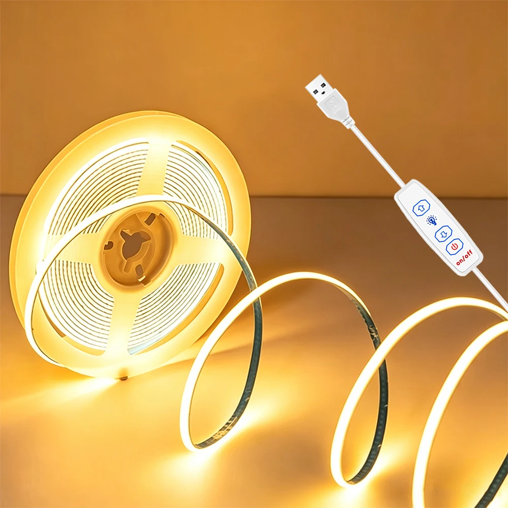 LED-Streifen USB 5V COB LED-Band mit Dimmer für Unterbaubeleuchtung Küche Schlafzimmer