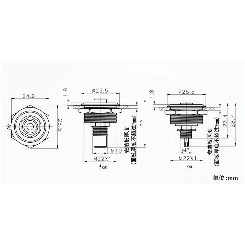 1PCS Round Metal Welded Audio Video RCA Female Jack AV Base 86 Cabinet D-Type Docking Module