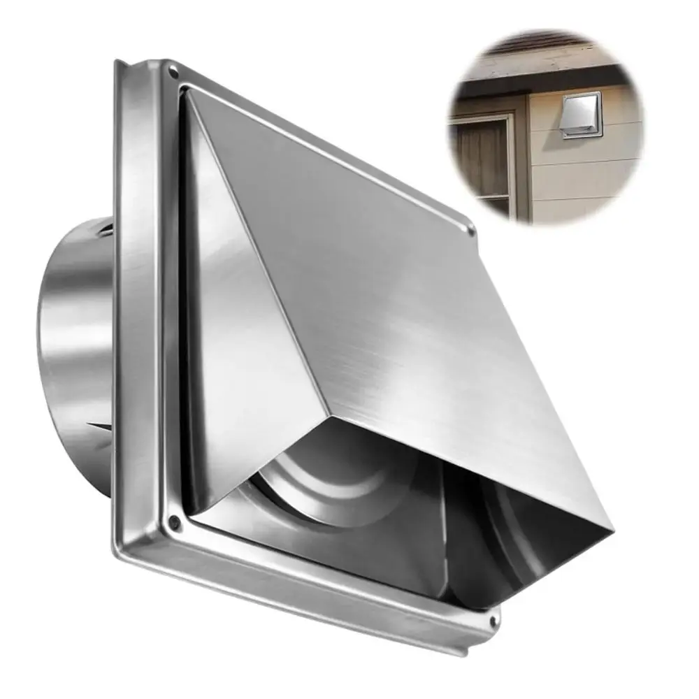 

Durable 4" 5" 6" Air Vent Black/Silver Stainless Steel Extract Valve Square Ventilation Outlet Ventilation System