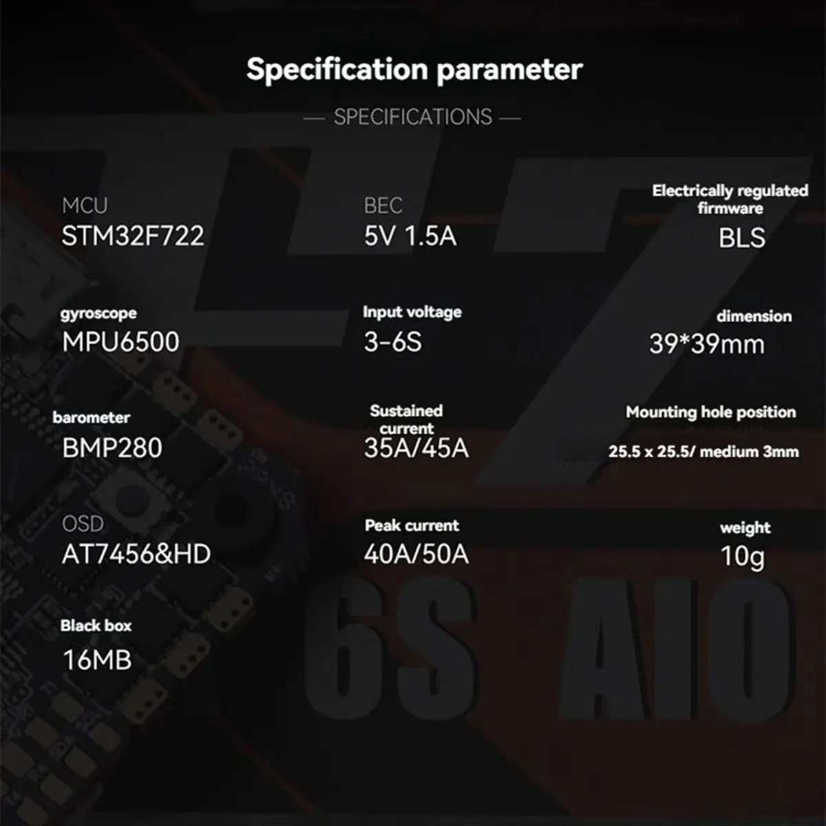 AC2130★♠◐F7 35A AIO Flight Controller STM32F722 Onboard MPU6500 Gyroscope 25.5x25.5MM BLHELIS 3-6S for RC FPV Racing Drone
