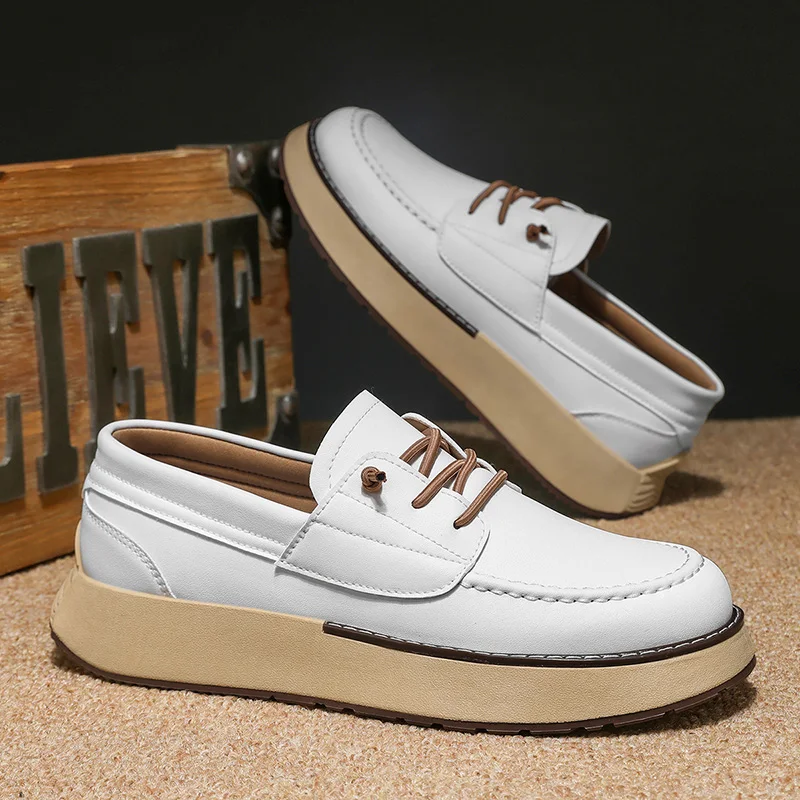 

Мужские кожаные туфли 2026 года, новая весенняя коллекция, в британском стиле, деловые повседневные, высококачественные, для активного отдыха, модные, на толстой подошве, рабочие.