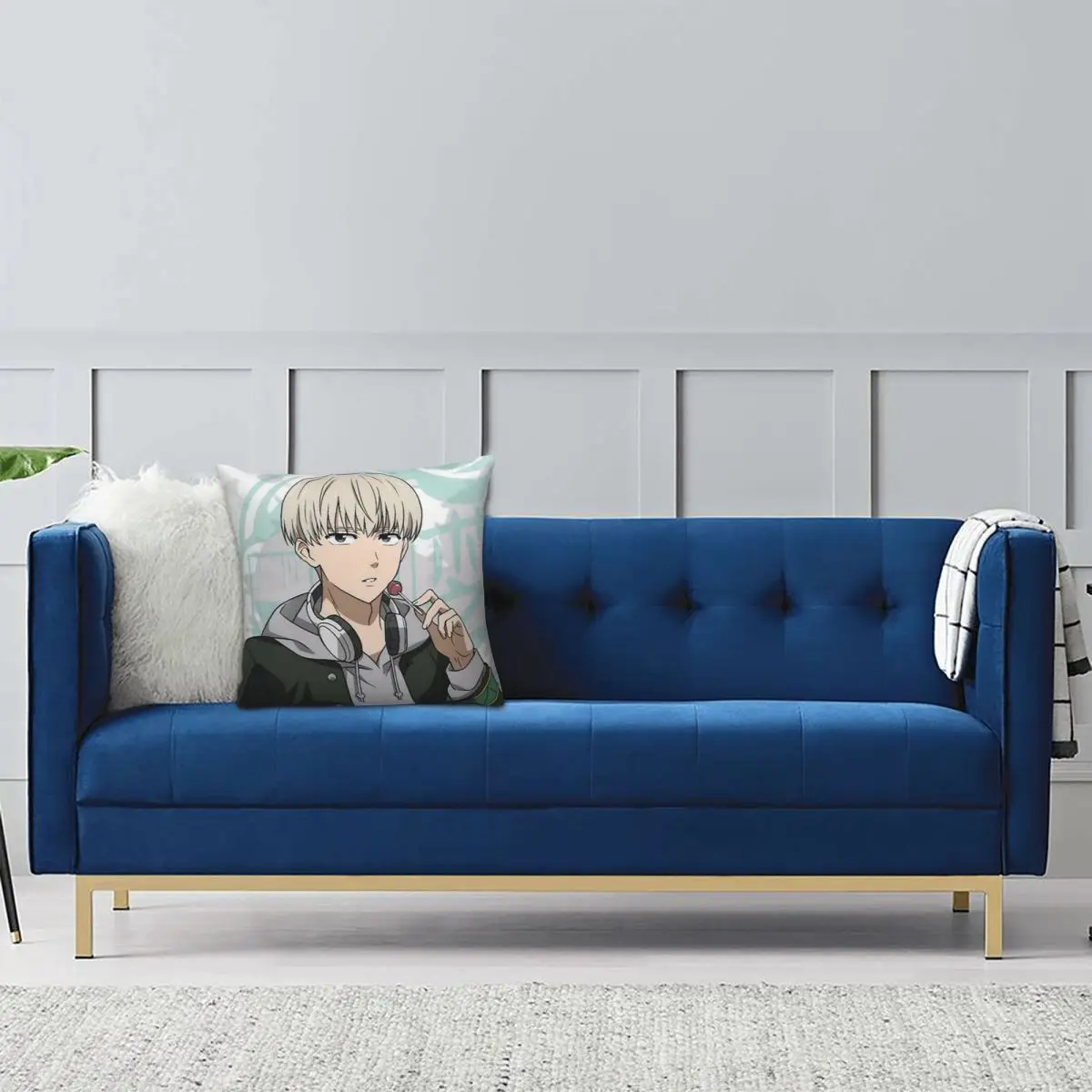 Kaji Ren Anime Wind Breaker Square Pillowcase Pillow Cover Cushion Zip Decorative Comfort Throw Pillow for Home Living Room