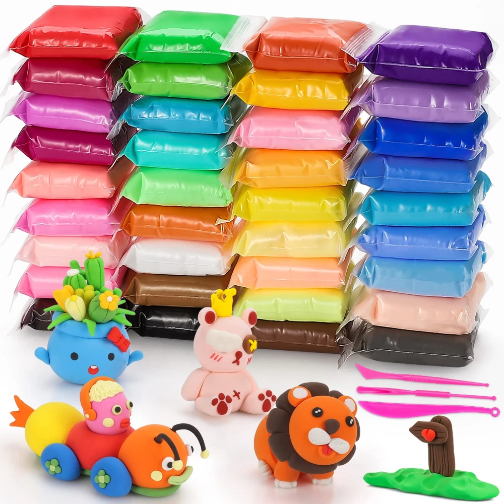 Air Dry Modeling Clay Kit Soft Air Dry Ultra Light Foam Clay Safe & Non-Toxic Great Gift for Kids with Sculpting Tools New