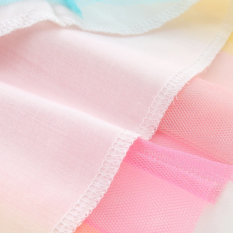 Little maven 2026 ملابس أطفال صيفية جديدة للأطفال والبنات ملابس كاجوال قطنية للأطفال فساتين شبكية بألوان قوس قزح كرتونية #6