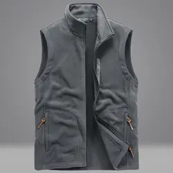 Two-sided Thicken Fleece Men Casual Coat Vest Autumn Winter Streetwear Fashion Male Solid Zipper Casual Warm Sleeveless Jackets