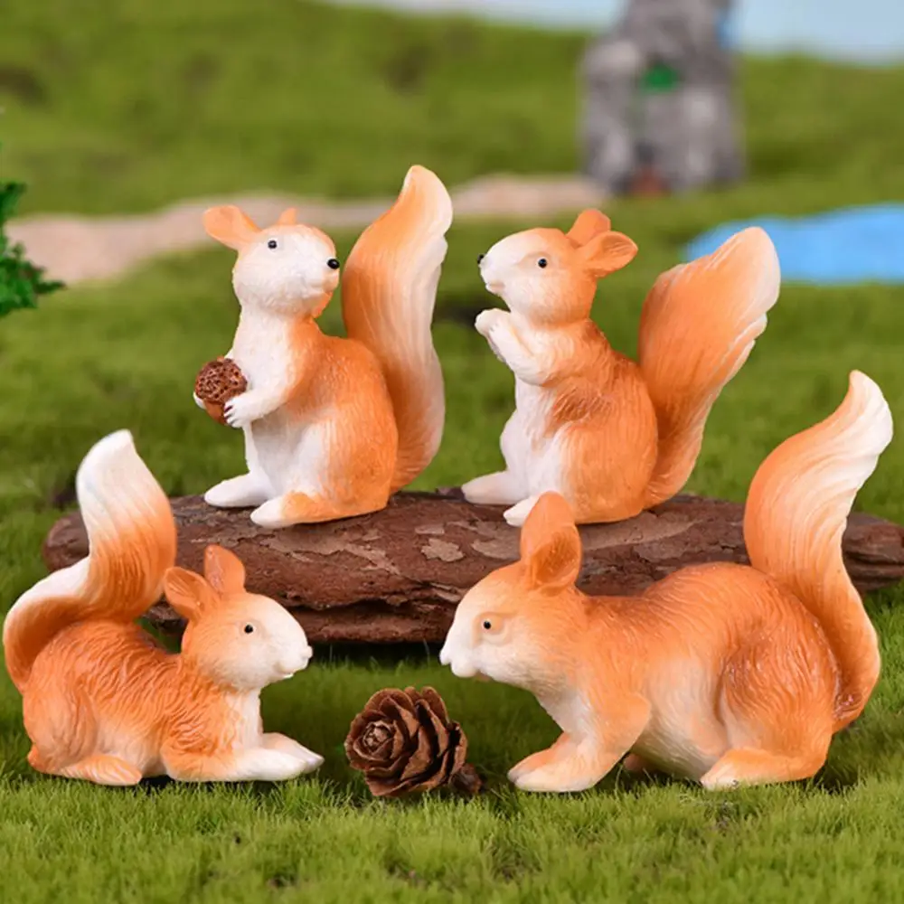 3.2-5cm Squirrel Figurine Animal Craft DIY Miniature Simulation Model Action Figure Collections Fairy Garden Bonsai Ornament