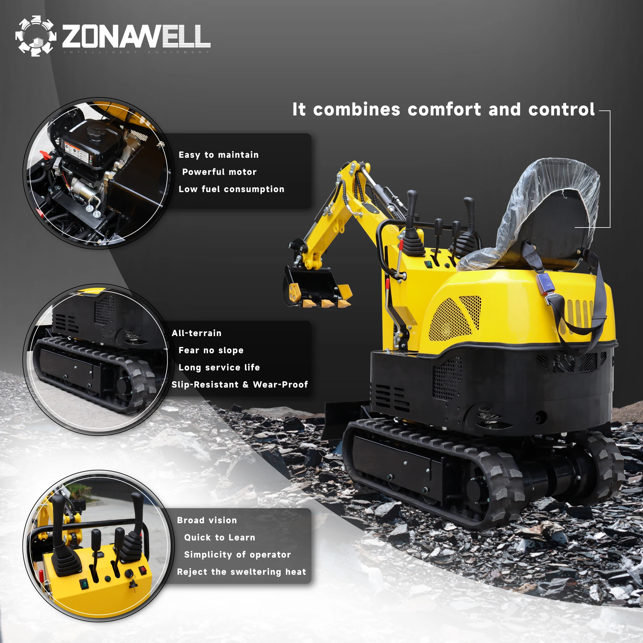 Venta caliente europea y americana mini excavadora 1 tonelada EPA/Euro 5 Kubota motor sobre orugas excavadora agrícola personalización