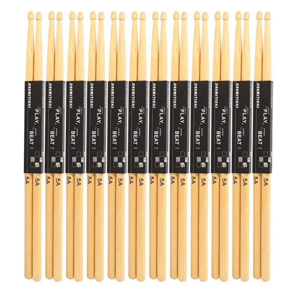 

12Pair Oval-shaped Tip 5A/7A Drum Sticks Classic Burrfree Maple Wood Drumsticks Percussion Accessories Lightweight Drum Mallets