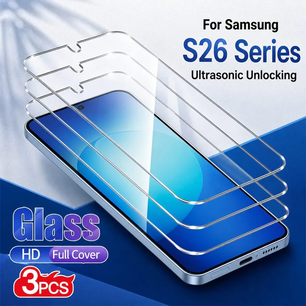 3 Stück gehärtetes Glas für Samsung Galaxy S26 Ultra S26+ S26 S26 FE Displayschutzfolie für Samsung Galaxy S25 Ultra S25+ S25 S25 Edge