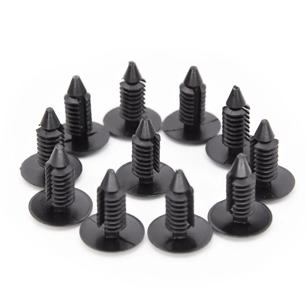 10PCS Auto Fastener Fit 8mm Hole Nylon Car Clips Fender Bumper Shield Retainer Plastic Rivet for GM Ford Chrysler Automobile