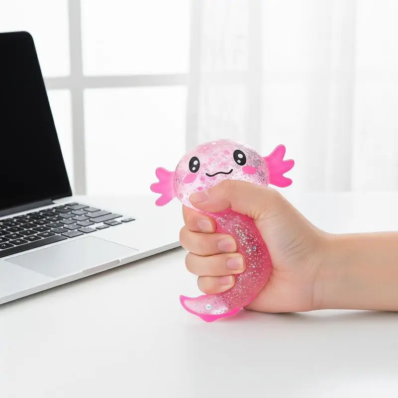 Axolotl Glitter Squeeze Fidget Toy For Hand Squeeze Stress Relief Anti-stress Cute Gift for Office Classroom Home