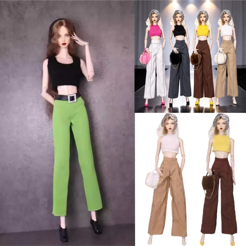 1/6 FR Supermodel Doll Clothes Simple Knitted Vest+Trousers+Handbag+Headscarf+High Heel For 11.5 Inch 30cm Babi Doll Dress Up