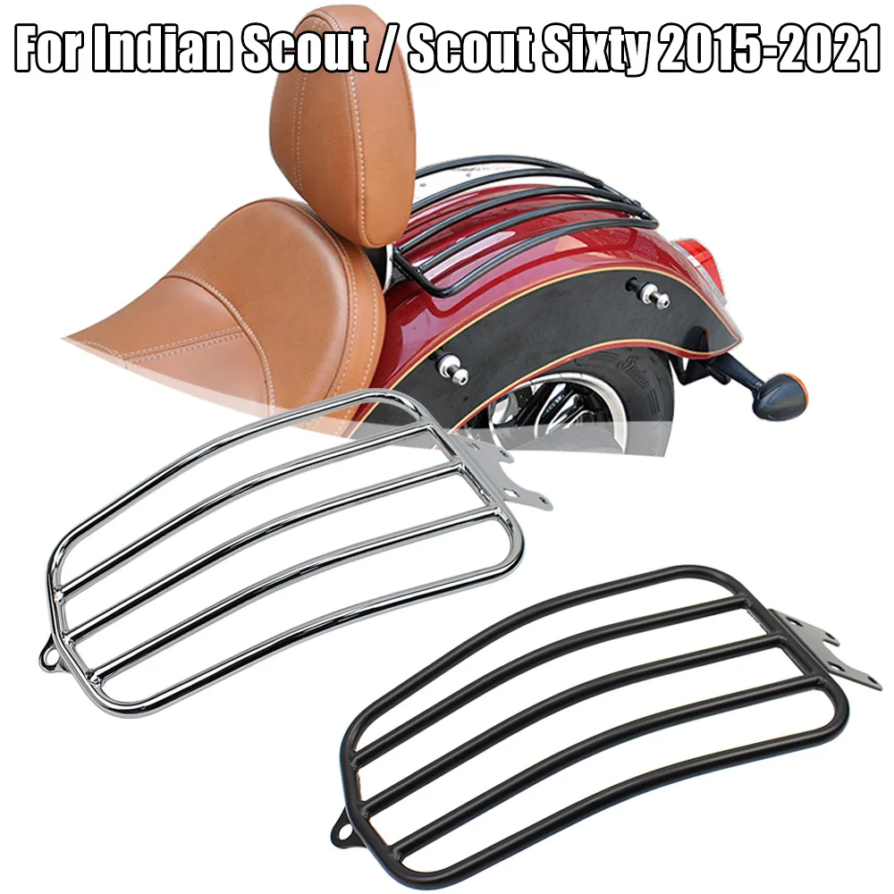 New Motorcycle Accessories For Indian Scout / Scout Sixty 2015-2021 Rear Mudguard Mounted Luggage Rack Chrome Plated Black