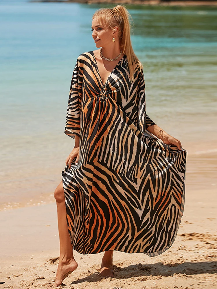 เซ็กซี่ลึก V คอผ้าฝ้าย OVERSIZE COVER UP ชุดผู้หญิง 2025 สไตล์หลวมวันหยุดปาร์ตี้ Outwear บิกินี่ชุดว่ายน้ํา Coverups