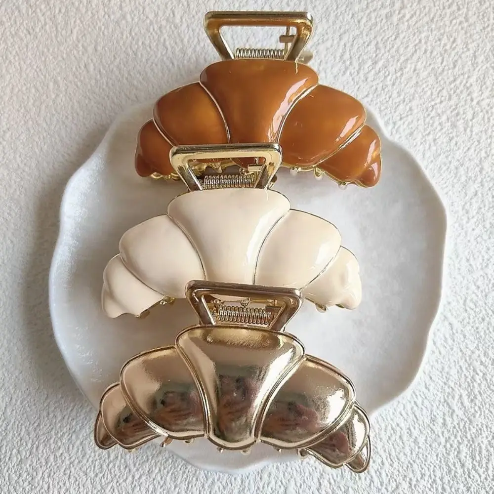 

Персонализированная заколка для волос в форме круассана, заколка-краб, милый зажим для волос в виде хлеба, геометрическая металлическая заколка-краб для женщин