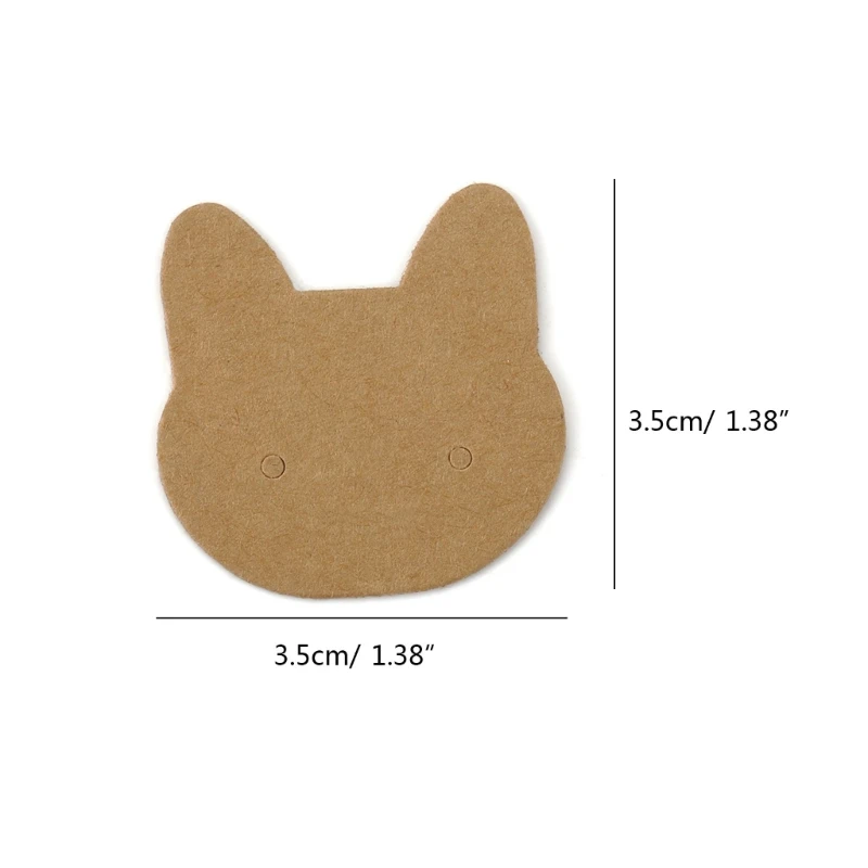 50Pcs/set Cute Cat Head Shaped Ear Studs Display Card Earrings Tags DIY Blank Ear Studs Cards Jewellery Piece Cards