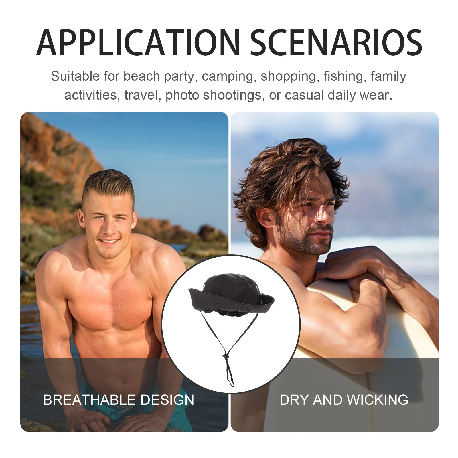 

Men's Summer Fisherman Sun Block Hat Wide Brim Bucket Hat Adjustable Quick Dry Outdoor Sunscreen Fishing Cap Big Sunbonnet