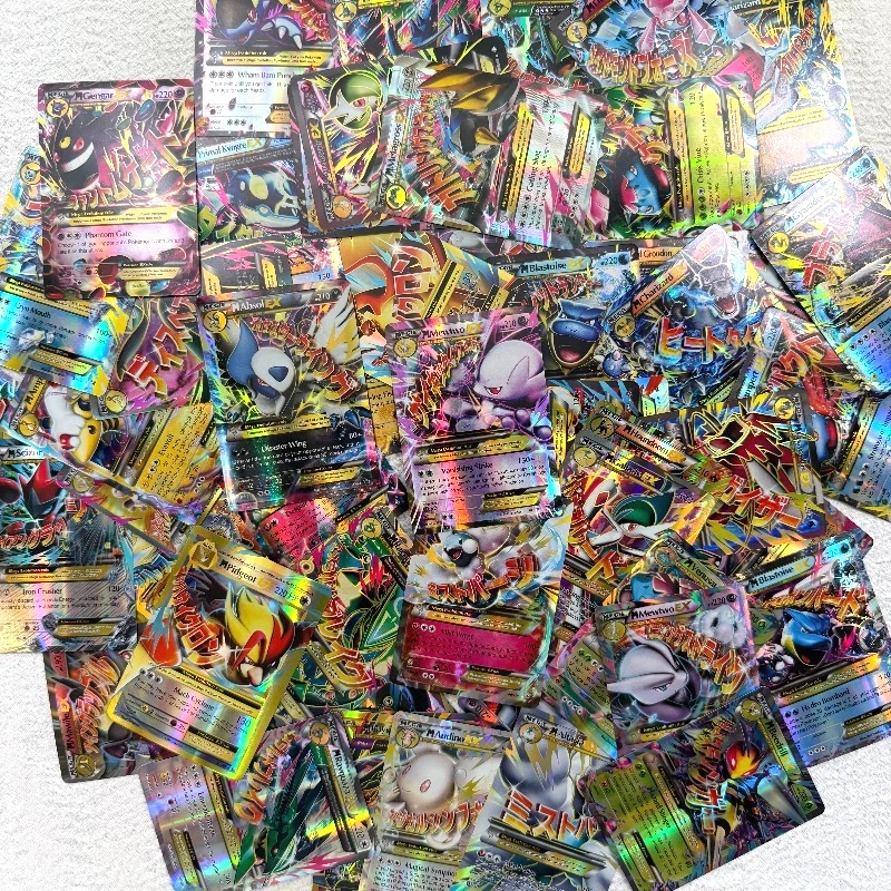 60pcs Mega Pokemon EX Trading Card Collection Flash Mega Evolution Pocket Monster TCG Anime Battle Game Collectible Toy Gift