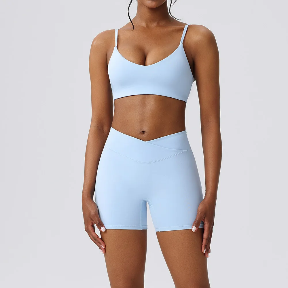 

2PCS Women’s Yoga Set, Short Sleeve Crop Top and Sports Bra, High Waist Gym Leggings, Stretch Fitness Workout Clothes, Training