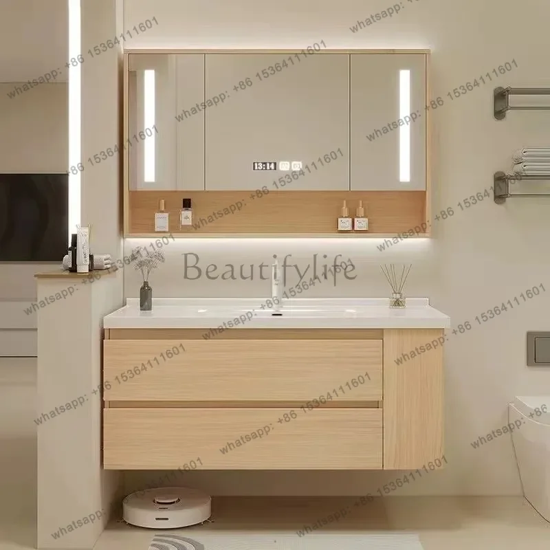ld Floating Bathroom Vanity with Ceramic Integrated Sink Combo, Wall Mounted   with 2 Drawers Faucet & Pop Up Drain