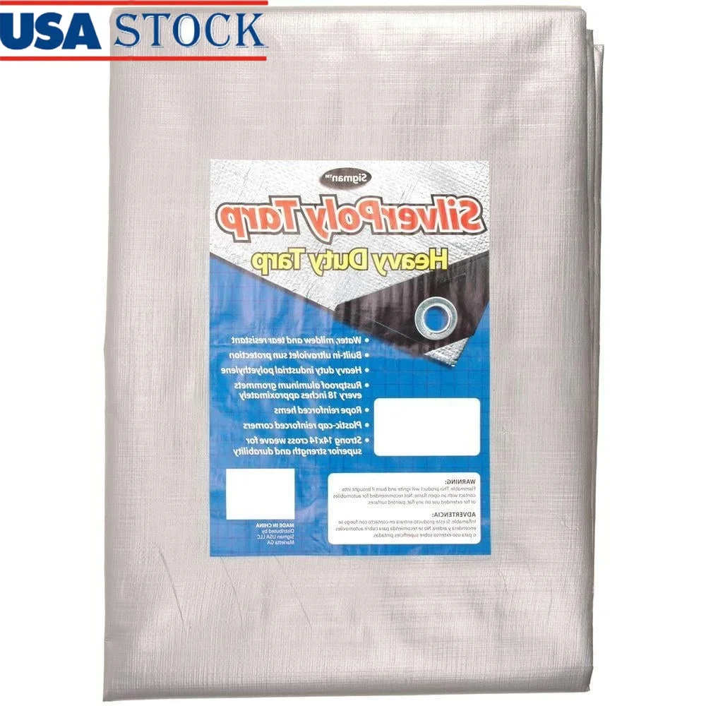 

Heavy Duty 9x12 Tarp 10MIL UV Resistant Waterproof Reinforced Polyethylene Grommets Every 1.5ft Mildew Resistant Outdoor Use