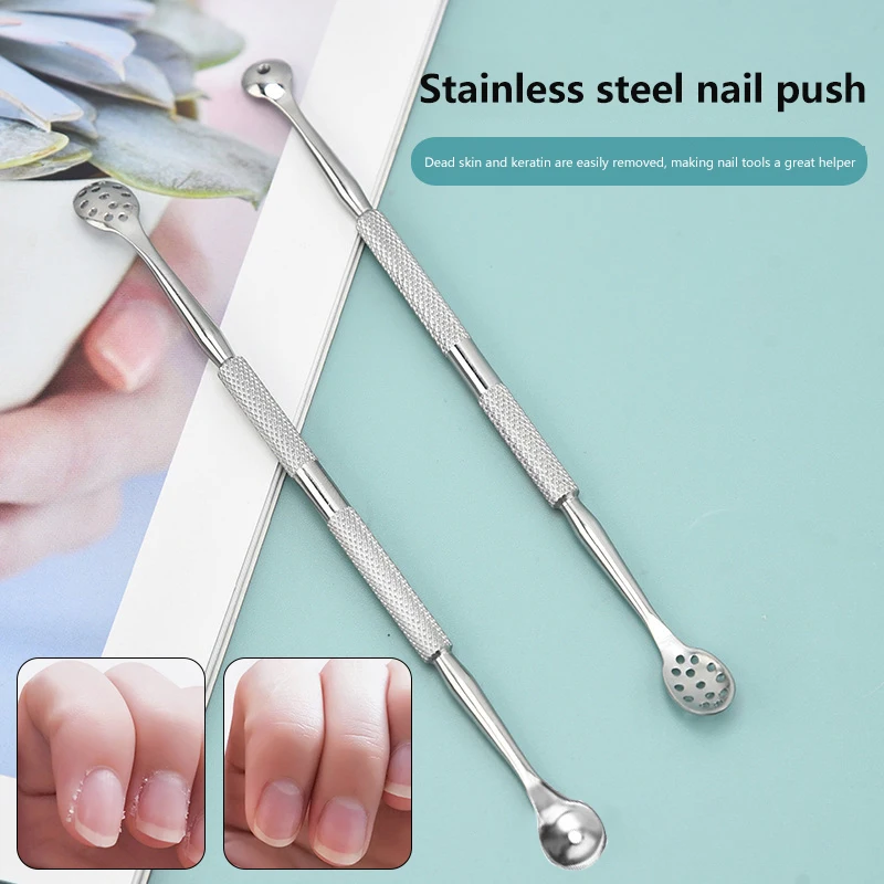 1pcs Double-Ended Stainless Steel Cuticle Pusher Dead Skin Push Remover For Pedicure Manicure Nail Art Cleaner Care Tool