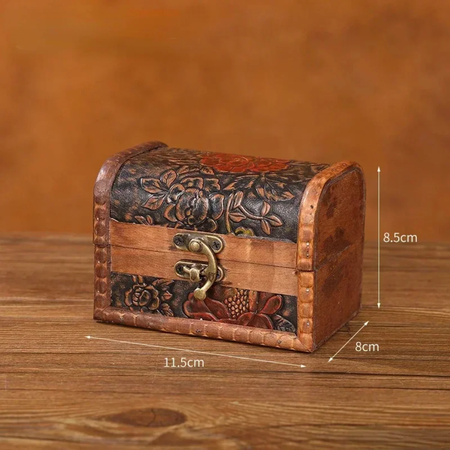 Camellia Print Leather Box Jewelry  Gift Packaging Retro Box with Lock  Organizer  Wooden Box  Jewelry Organizer Box