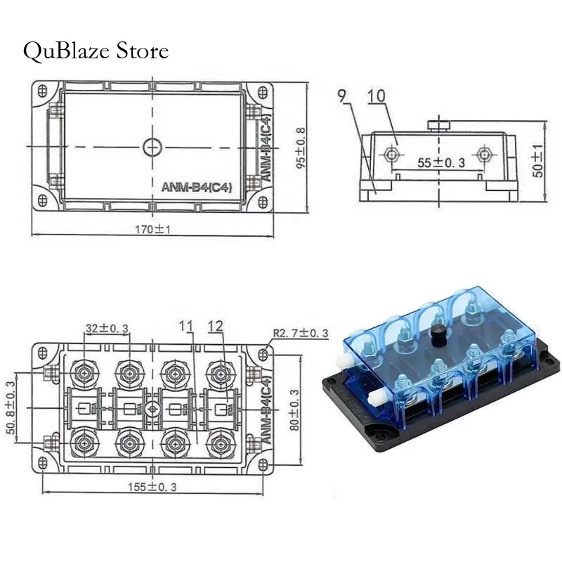 Replacement Mulitiway 4 Ways ANM-C4 ANM-B4 Auto Car Holder Bolt On 4P Mega ANM Fuse Box