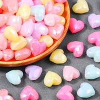 17mm Acrylic Jelly AB Faceted Heart Mixed Colors Handmade DIY Suitable for Jewelry Making Beaded Pendants Necklaces Accessories