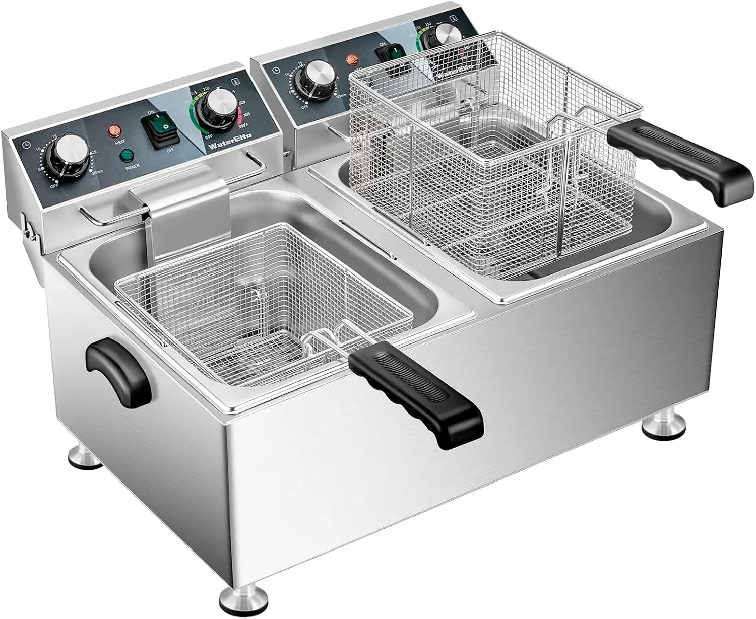^Deep Fryer Commercial Deep Fryers With Basket13Lx2 13.7Qt x 2 Thicken With Precise Temperature Control Timer Double Deep Fryer