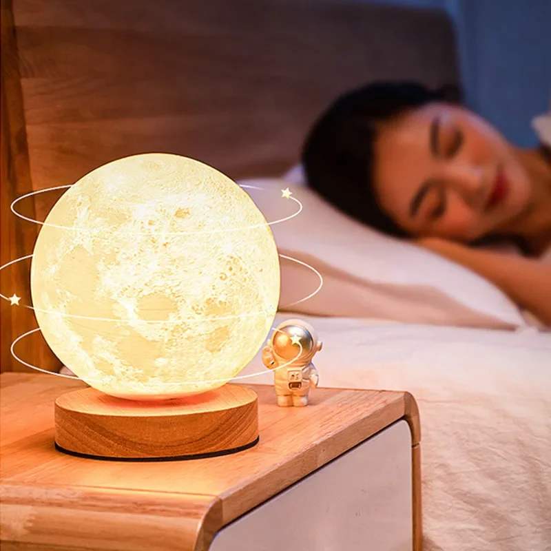 16 Colors 3D Moon Table Lamp 360° Rotating Lunar LED Night Light for Home Room Decor Touch Control Rechargeable Desktop Lamp