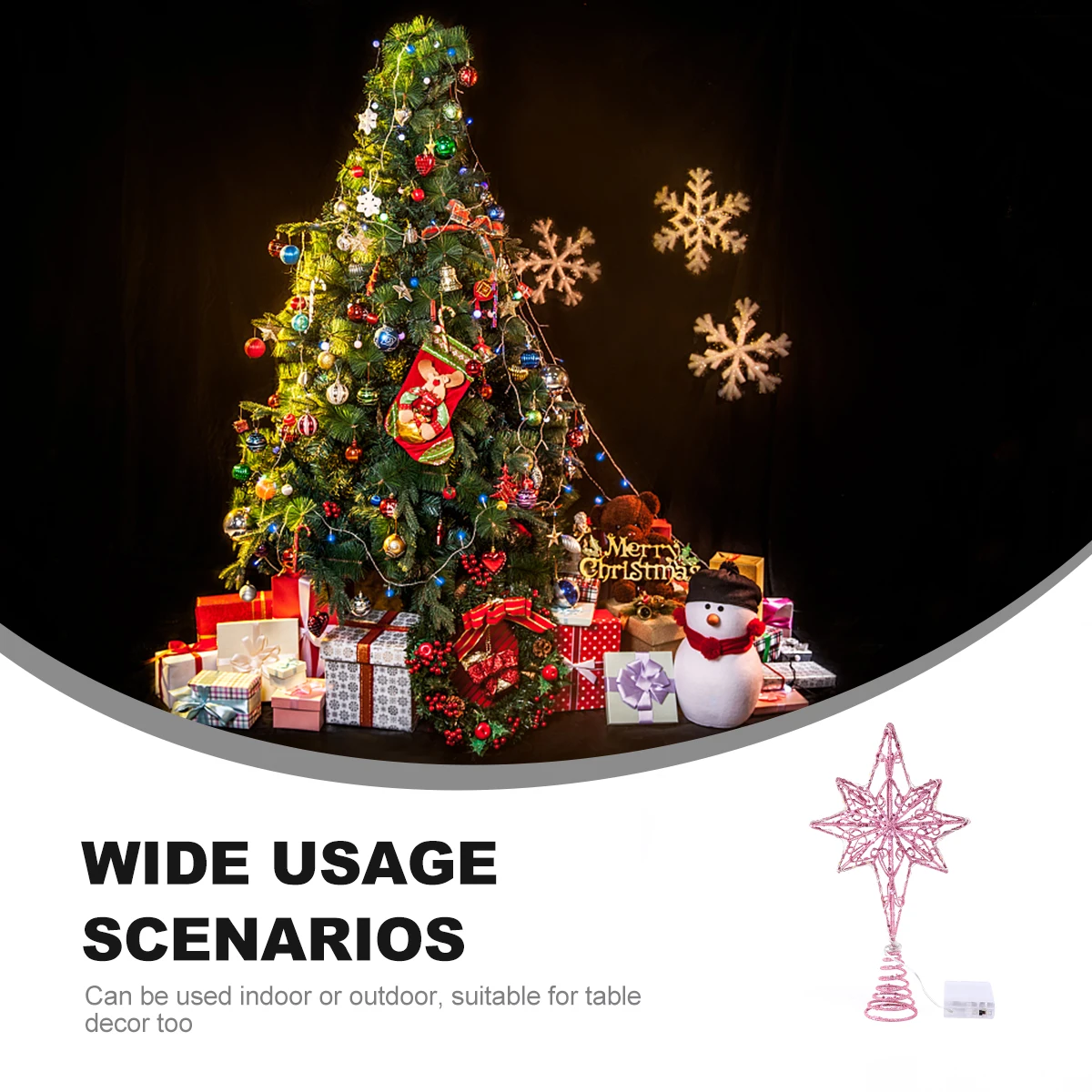 

Christmas Tree Star Topper Metal Gold Decorations Pink Rattan Lighted Sturdy Strong Party Festival Ornament