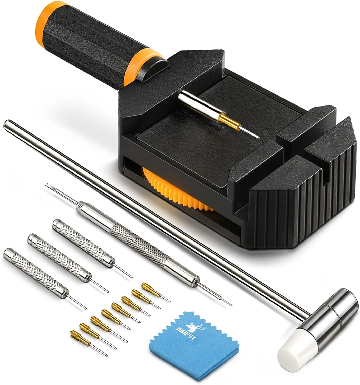 Watch Link Removal Kit: Pin Remover & Strap Resizing Tool for Bracelet Adjustment, with Hammer & User Manual