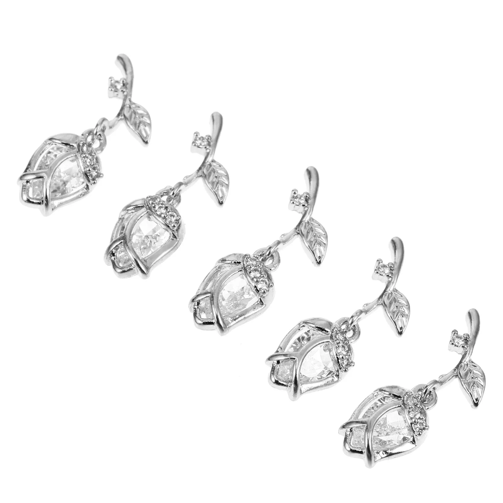 

5pcs Rose Design Nail Decor Metal Studs Shining Manicure Jewelry Elegant Nail Art Supplies DIY Decorations Graduation Party