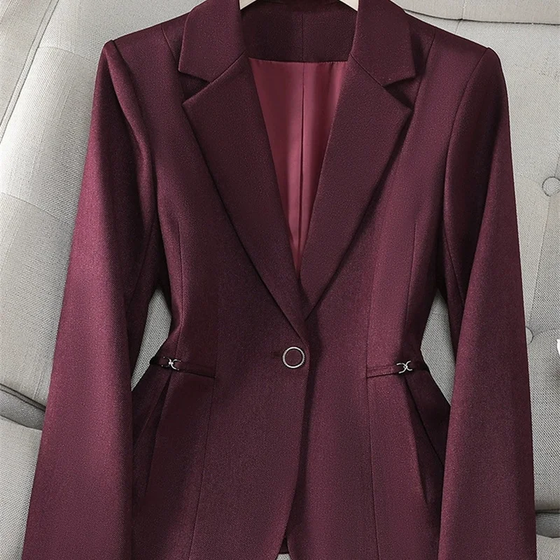 Women Blazer 2025 New Fuchsia Apricot Black Long Sleeve Single Button Suit Ladies Work Wear Jacket Coat Female Outerwear 4XL
