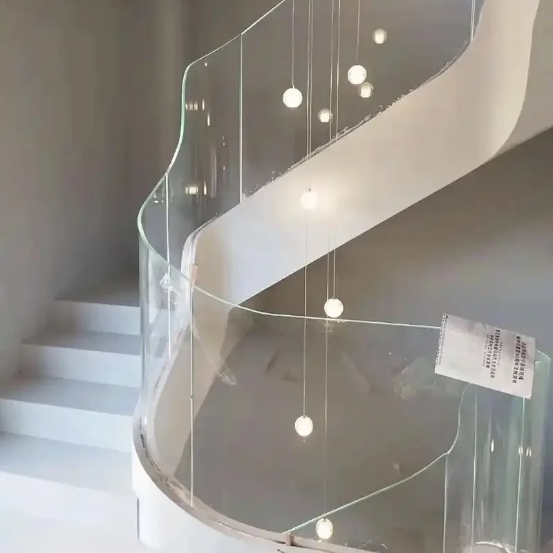 custom.CN China Factory Supplied Top Quality Loft Wood Tread Curved Steel Design Staircase American Style Advanced Stair Install