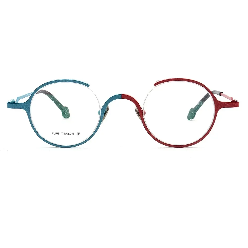 

Titanium Half-Rim round Eyeglasses Frames Vintage Light Optical Spectacles for Women And Men Prescription Ready
