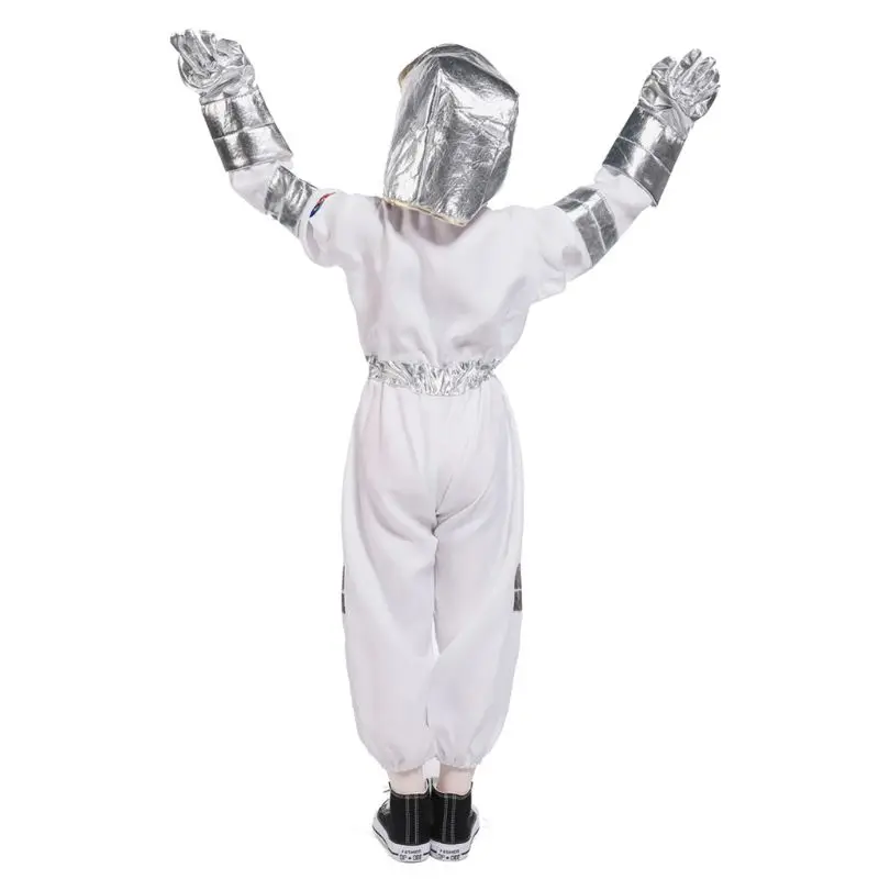 

Toddler Kids Boys Girls Astronaut Costume Jumpsuit Space Coat Pretend for Play Dress up Outfit Set with Gloves Hat N7YF