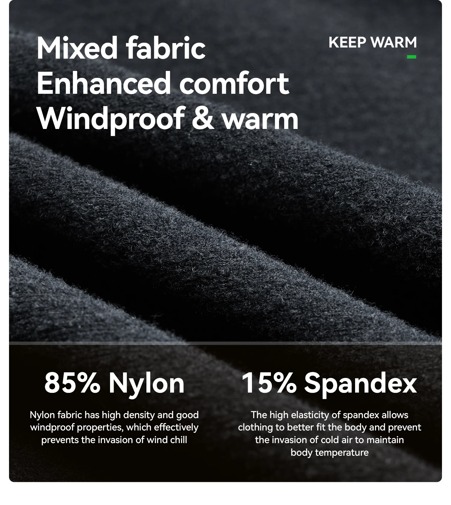 ROCKBROS Winter Thermo-Radtrikot aus Mischgewebe, winddicht, warm, wärmespeichernd, Outdoor Slim Fit Herren-Radtrikot – Detail 4